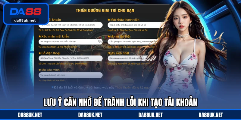 Lưu ý cần nhớ để tránh lỗi khi tạo tài khoản